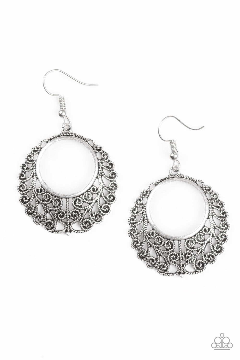 Grapevine Glamorous - Silver Paparazzi Earrings