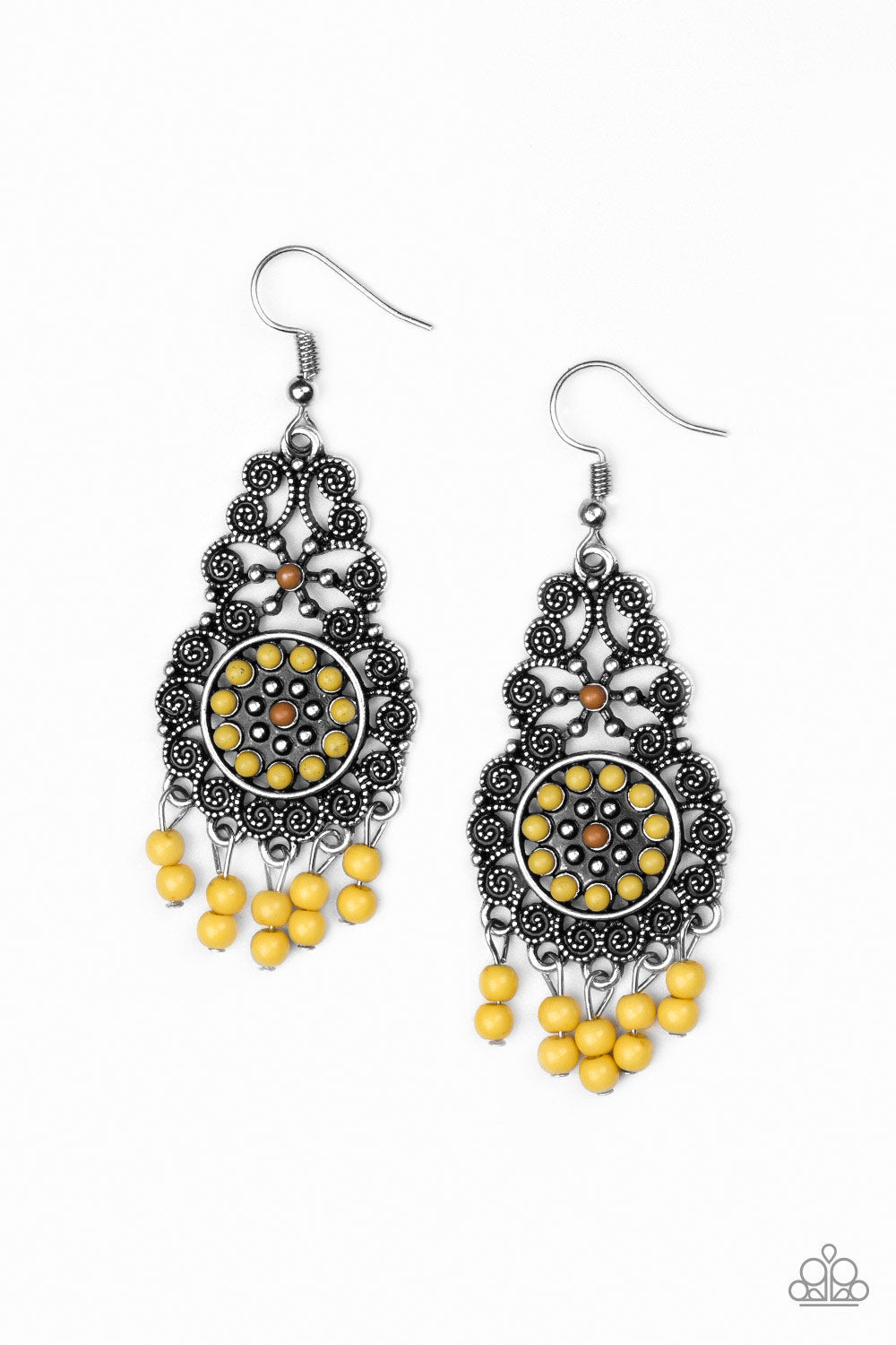 Courageously Congo - Yellow Paparazzi Earrings