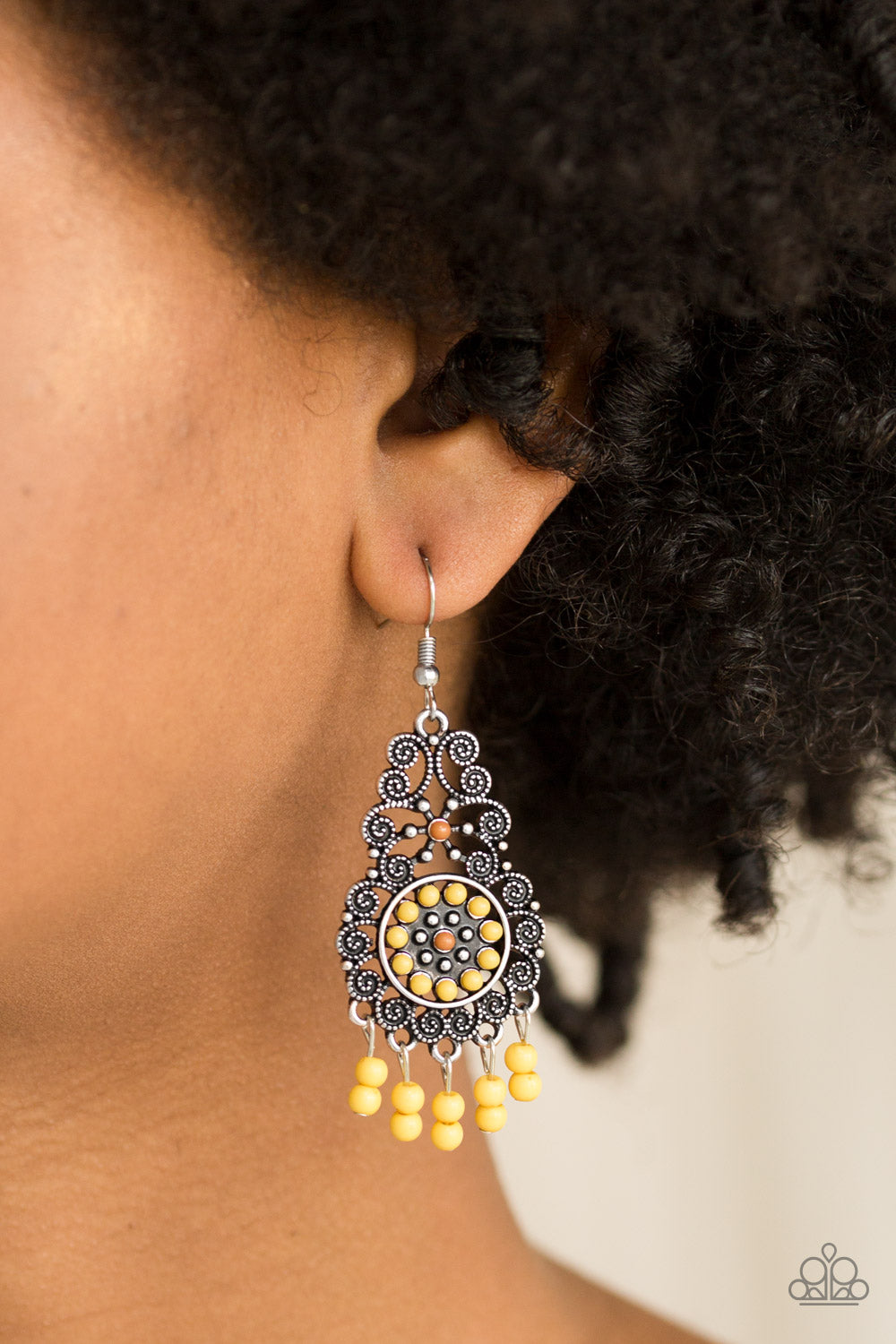 Courageously Congo - Yellow Paparazzi Earrings