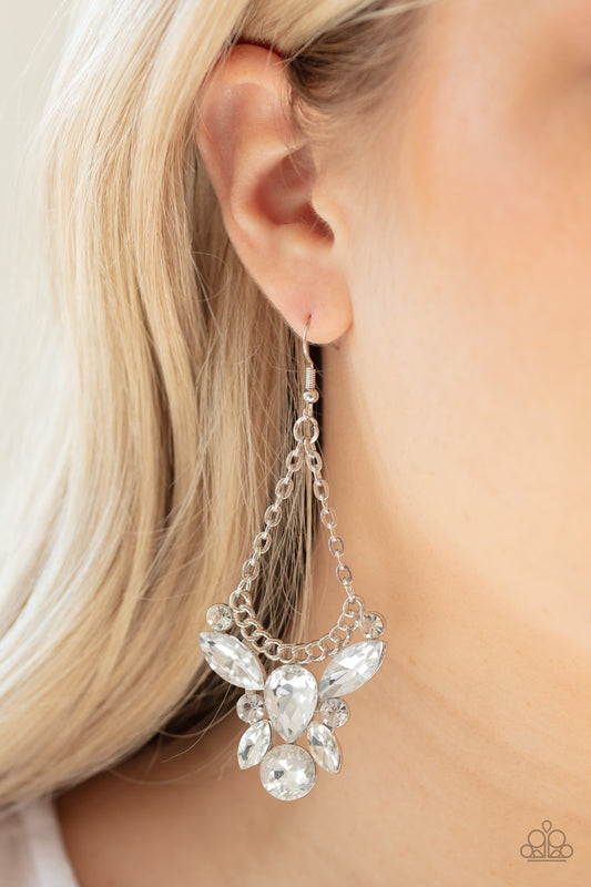 Bling Bouquets - White Paparazzi Earrings