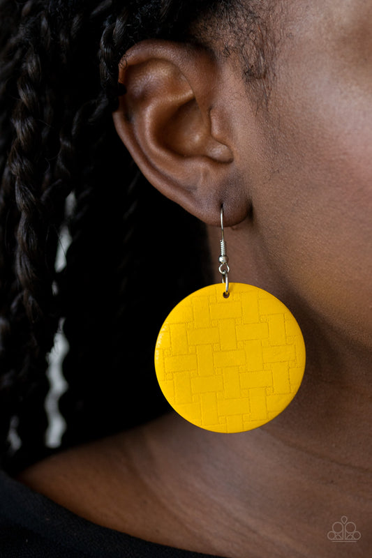 Natural Novelty - Yellow Paparazzi Earrings