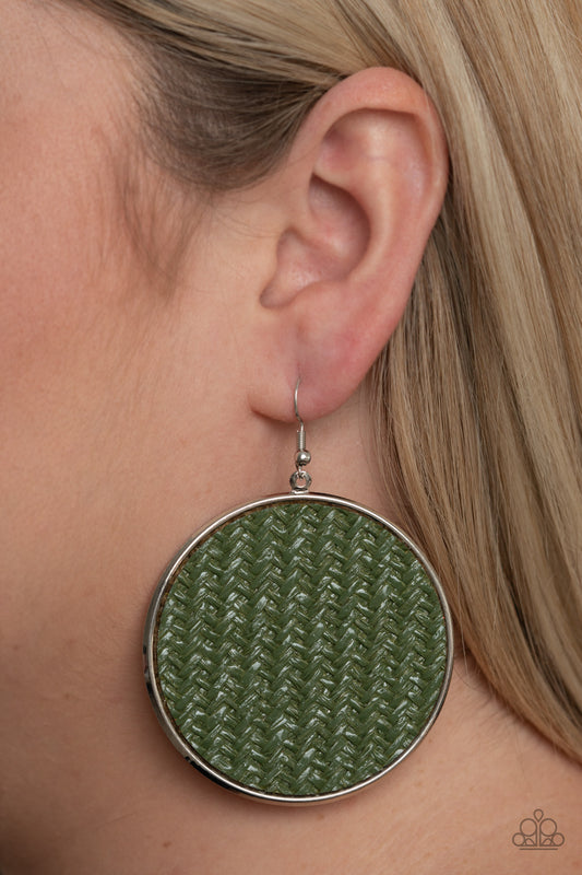 Wonderfully Woven - Green Paparazzi Earrings