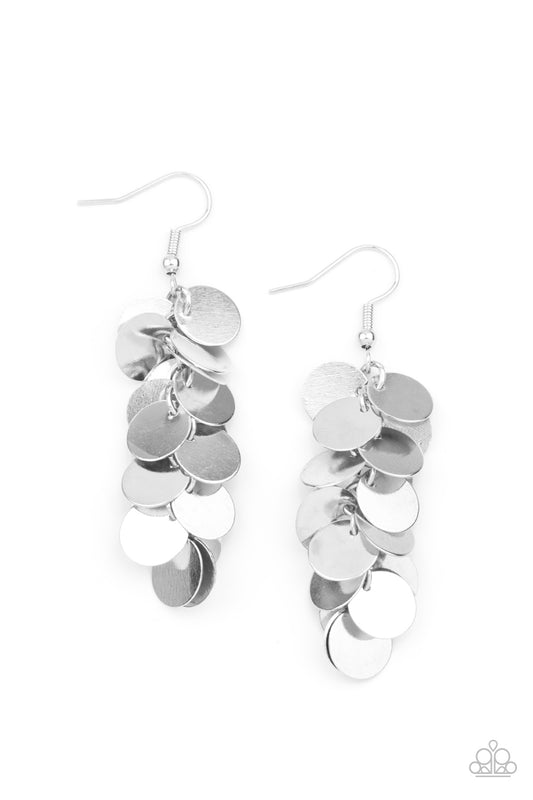 Hear Me Shimmer - Silver Paparazzi Earrings