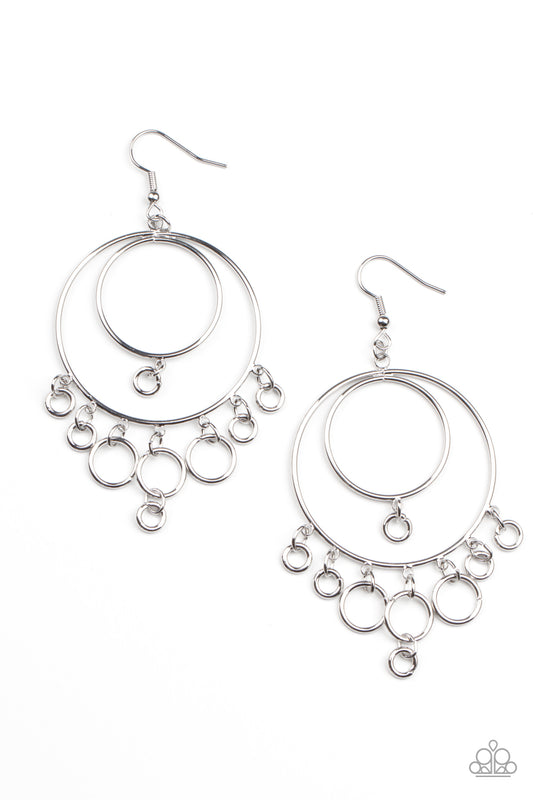 Roundabout Radiance - Silver Paparazzi Earrings