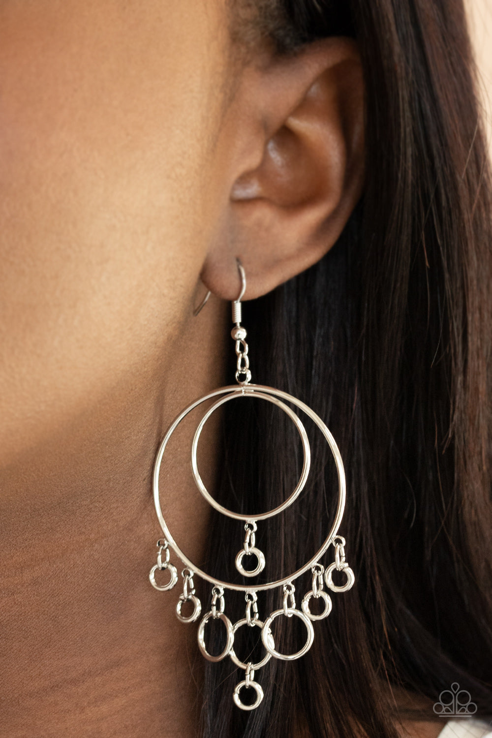 Roundabout Radiance - Silver Paparazzi Earrings