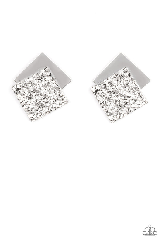 Square With Style - Silver Paparazzi Earrings