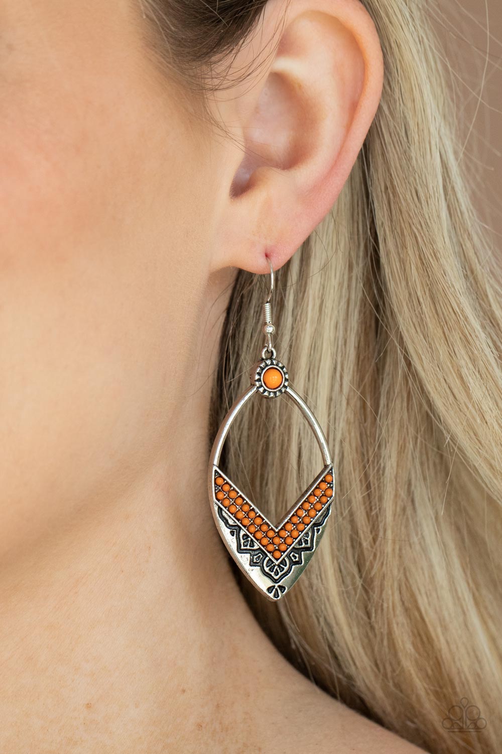 Indigenous Intentions - Orange Paparazzi Earrings