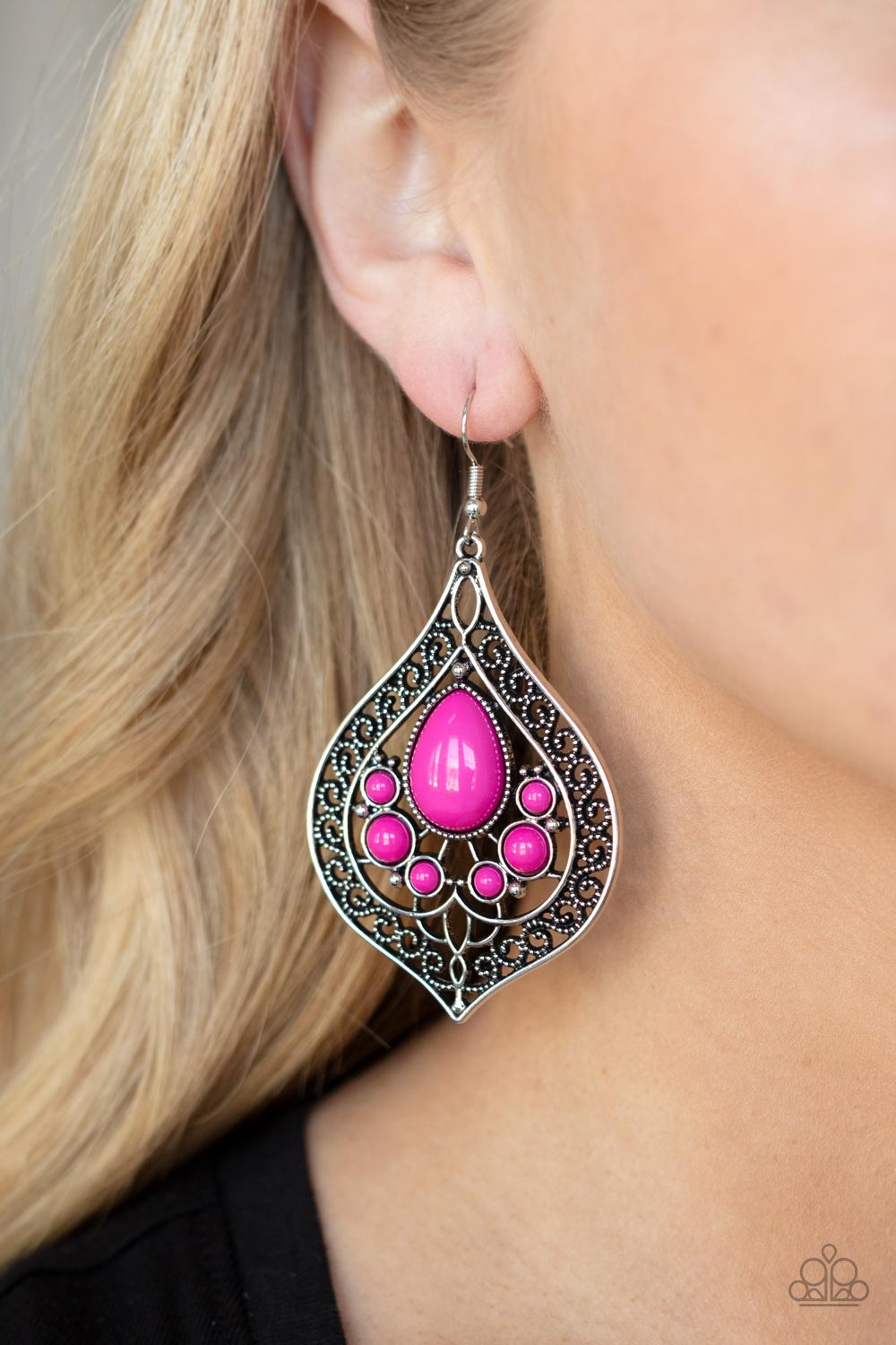 New Delhi Nouveau - Pink Paparazzi Earrings