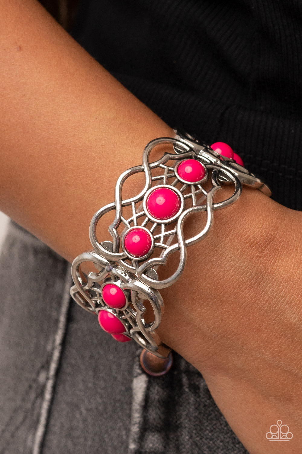 Yours and VINE Pink Bracelet  Paparazzi Accessories  3D Jewelz