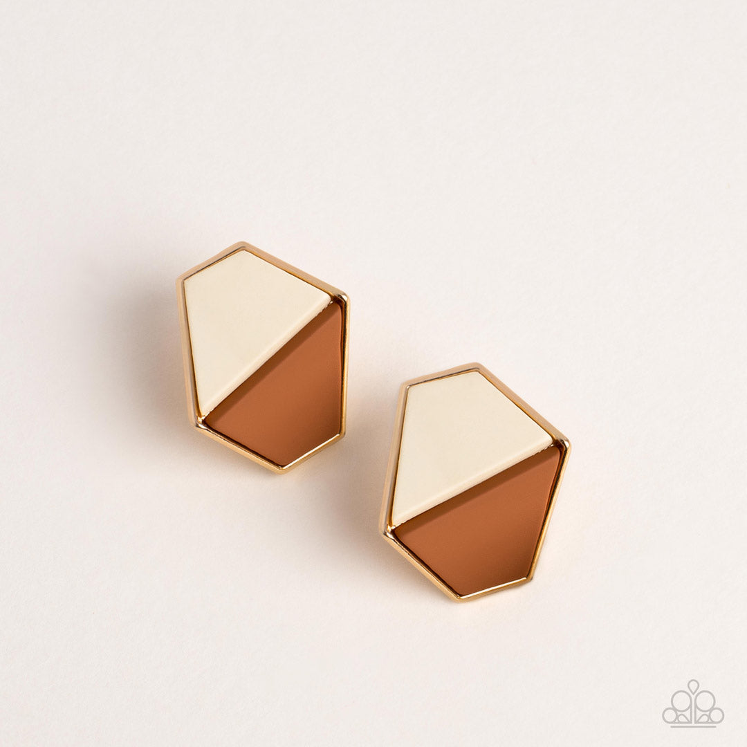 Generically Geometric - Brown Paparazzi Earrings